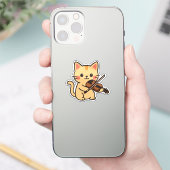 Violin Playing Cat Design Sticker (Telefoon)
