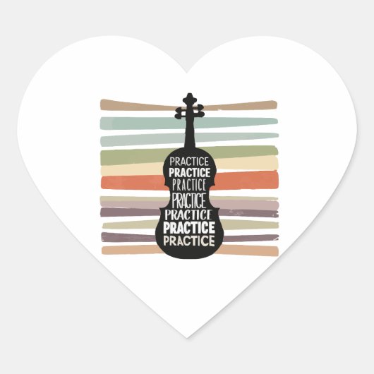 violin retro hart sticker (Voorkant)