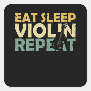 Violin Retro Vierkante Sticker