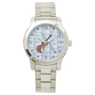 Violin ~ Rollend vel Music ~ Blue Tint Background Horloge