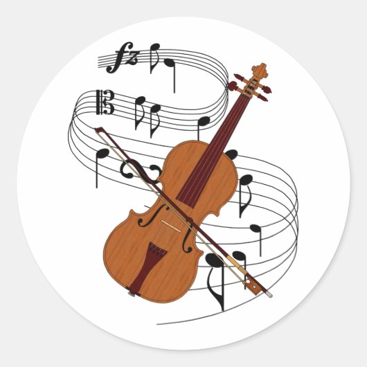 Violin Ronde Sticker (Voorkant)
