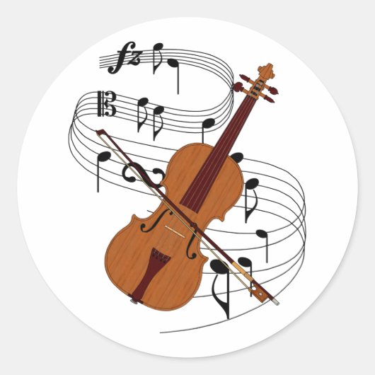 Violin Ronde Sticker (Voorkant)