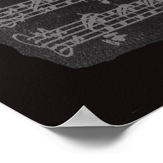 Violin Scrawl op Bach Manuscript Poster (Hoek)