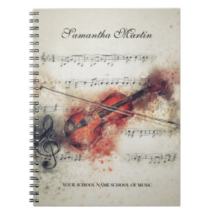 Violin Sheet Music Waterverf Painting Notitieboek