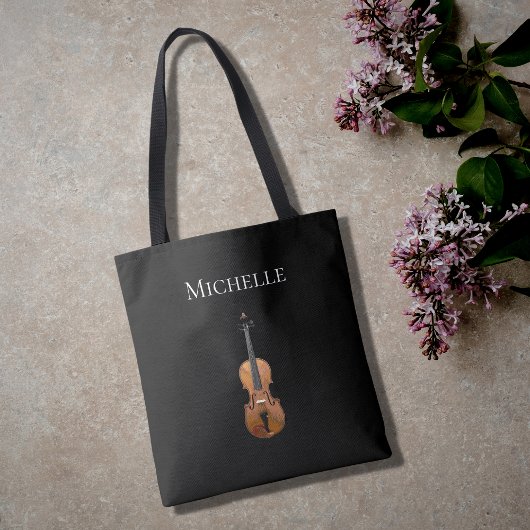 Violin Simple Monogram Music Black Draagtas