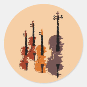 Violin string quartet arty muziek ronde sticker