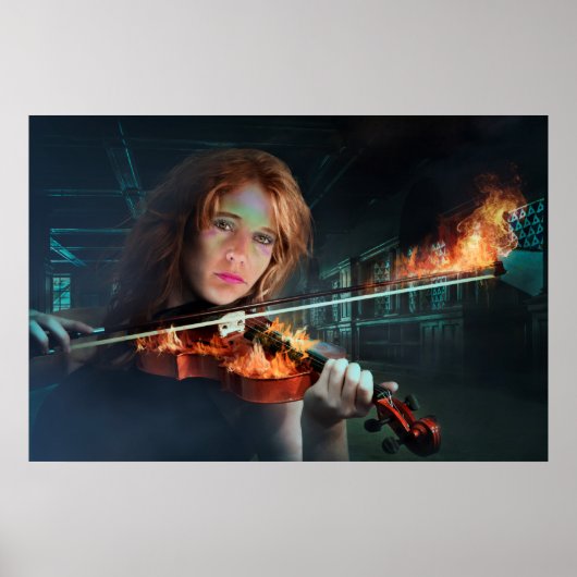 Violin tegen brand poster (Voorkant)