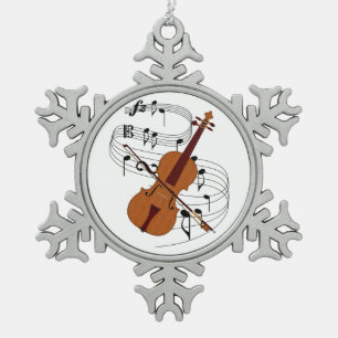 Violin Tin Sneeuwvlok Ornament