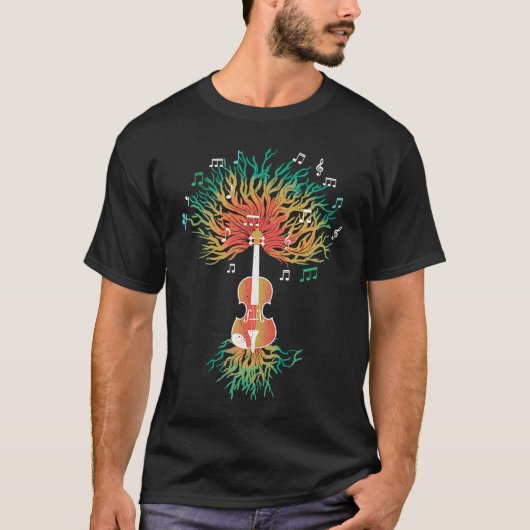 Violin Tree of Life Violin Sheet Music T-shirt (Voorkant)