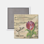 Violin Tulip  vel Music Gepersonaliseerd Magneet (Voorkant / Achterkant)