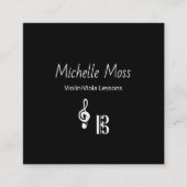 Violin Viola Music Lessons QR code Black White  Vierkante Visitekaartje (Voorkant)