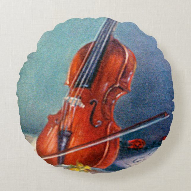 Violín/Violin Rond Kussen (Voorkant)