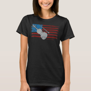 Violin Violinist Amerikaanse vlag T-shirt