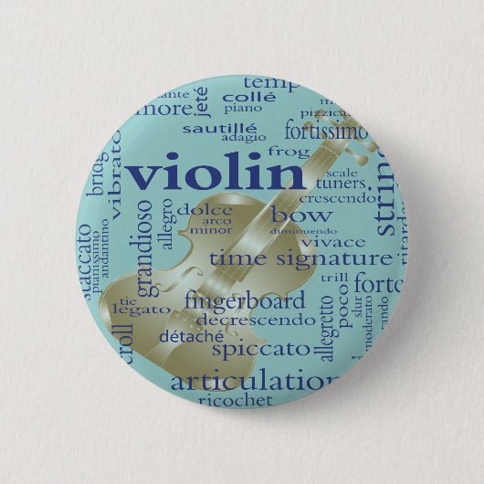 Violin Words Ronde Button 5,7 Cm (Voorkant)