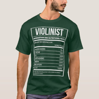 Violinist Funny Violin Nutrition Label voor vrouwe T-shirt