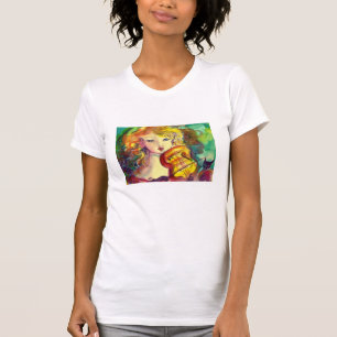 VIOLINIST GIRL, VIOLIN EN CAT T-SHIRT