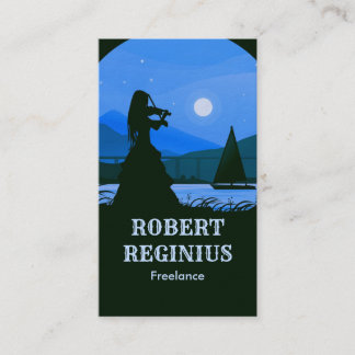 Violinist naast het Visitekaartje van de rivier