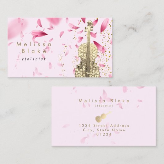 violinist roze visitekaartje (Voorkant / Achterkant)