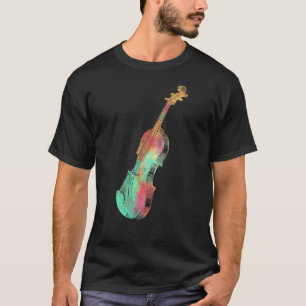 Violinist voor mannen, kleurrijk stijlviool t-shirt