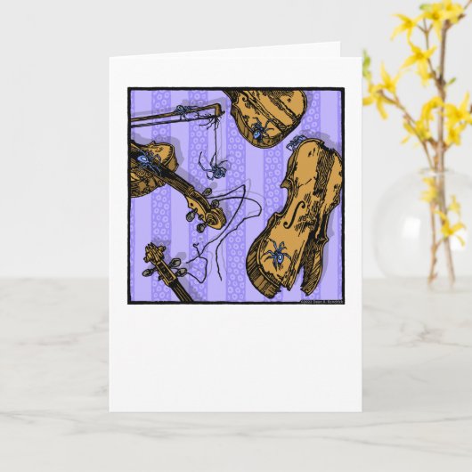 Violins And Spiders - Pop Goth Nightmare Blank Kaart (Gele Bloem)