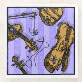 Violins en spinnen - Pop Gothic Nightmare Surreal Glazen Onderzetter