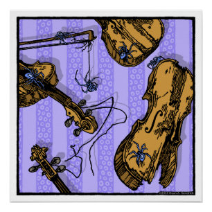 Violins en spinnen - Pop Gothic Nightmare Surreal Perfect Poster