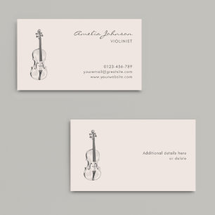 Violist Blush Pink Elegant Script Music Teacher Visitekaartje