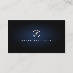 Violist Elegant Goud Viool Icoon Blauw Glow Visitekaartje