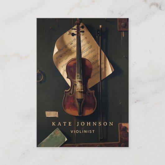 Violist Vioolmusicus Leraar Elegant Visitekaartje (Voorkant)