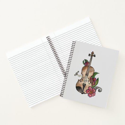 Violon avec Fleurs design sur un Carnet / Journal (Intérieur)