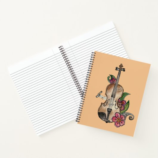 Violon avec Fleurs design sur un Carnet / Journal (Intérieur)