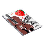 Violon avec Rose Partition Musique Carnet personna (Côté Droit)