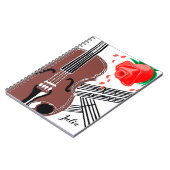 Violon avec Rose Partition Musique Carnet personna (Côté gauche)