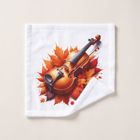 Violon dans le lit des feuilles (Gant de toilette)