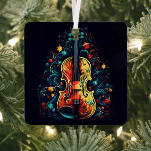 Violon de Noël ornement métal arbre de Noël