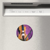 Violon élégant sur soie violette, aimant rond (In Situ (Lave-vaisselle))