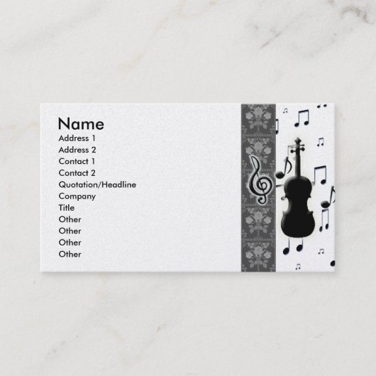 Violon et notes musicales Cartes de visite (Devant)