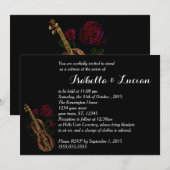 Violon et Rose Goth Wedding Invitations (Devant / Derrière)