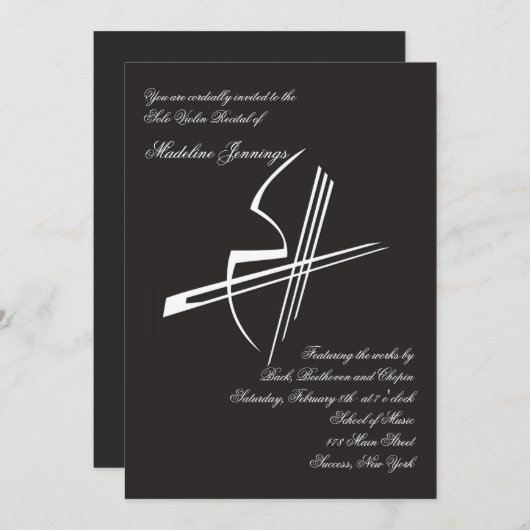 Violon Impressions Considérant Invitation (Devant / Derrière)