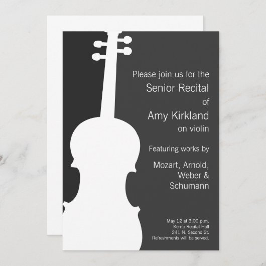 Violon moderne / Viola Considérant Invitation (Devant / Derrière)