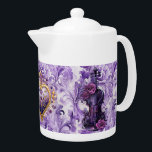 Violon pourpre gras et théière de porcelaine flora<br><div class="desc">Violon pourpre gras et théière de porcelaine florale Lilac</div>