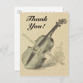 Violon vintage + "Merci !" Carte postale (Devant / Derrière)