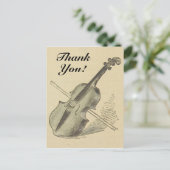 Violon vintage + "Merci !" Carte postale (Debout devant)