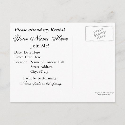 Violon & Viola Considérant / Invitations Concert (Dos)