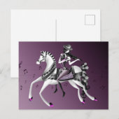 Violoniste à Cheval Carte Postale Mauve (Devant / Derrière)