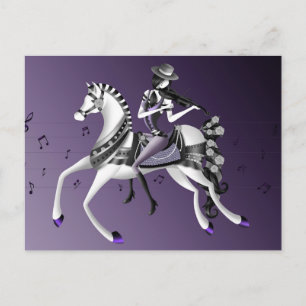 Violoniste à Cheval Carte Postale Violette
