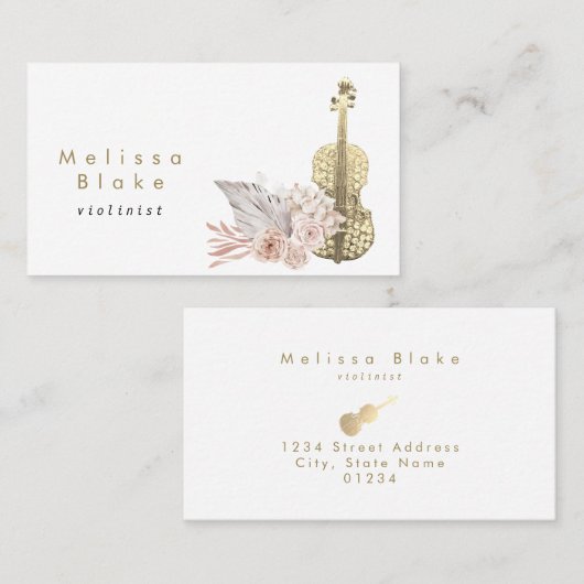 violoniste boho pampas herbe carte de visite (Devant / Derrière)