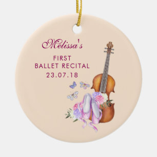 Viool, Ballet Schoenen & Vlinders Ballet Overwegin Keramisch Ornament