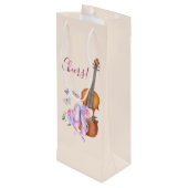 Viool, balletschoenen en vlinders Proost! Wijn Cadeautas (Achterkant Gekanteld)