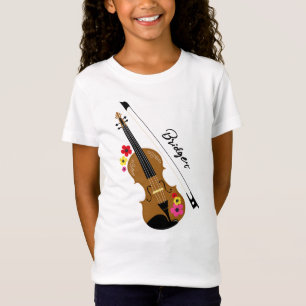 Viool Bloemen Klassieke Muziek Gepersonaliseerd T-shirt